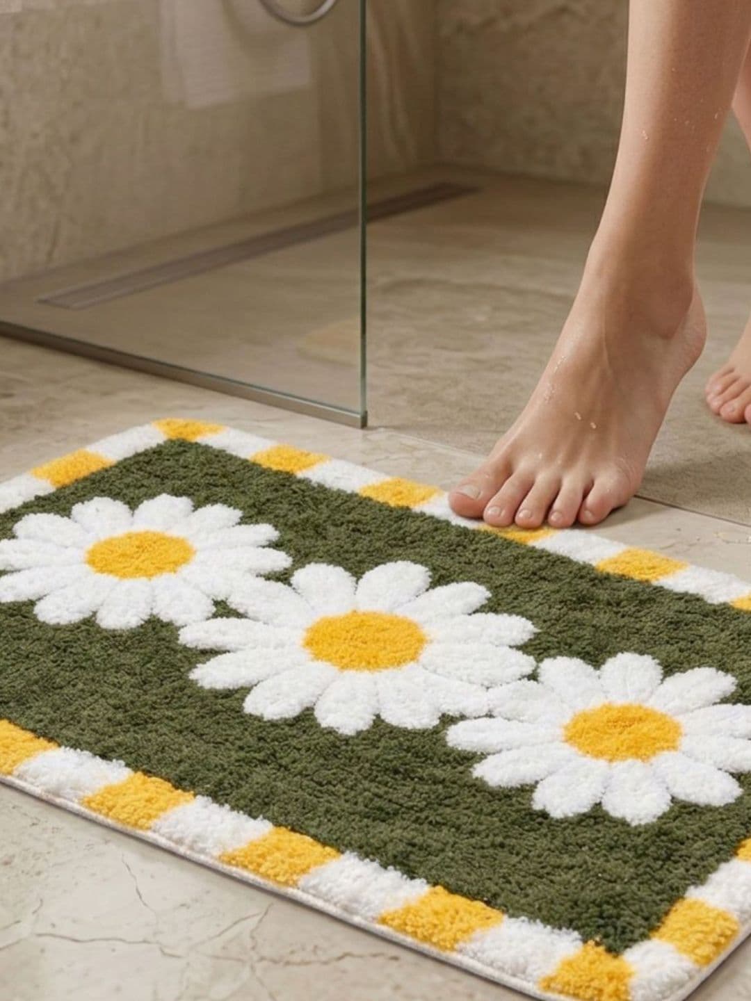 DREAM WEAVERZ Green Anti-Skid Bath Rugs thumbnail 2