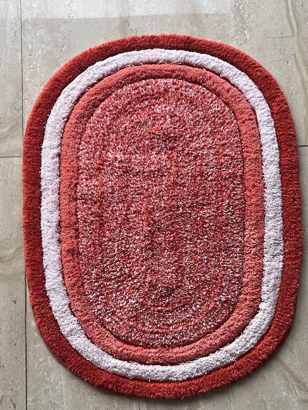 MY HOME 2-Pcs Orange & White Cotton Anti-Skid Doormats thumbnail 2