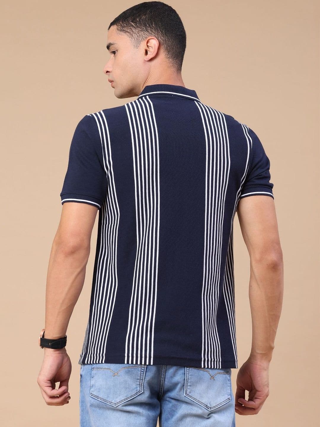 V-Mart Men Striped Polo Collar T-shirt thumbnail 4