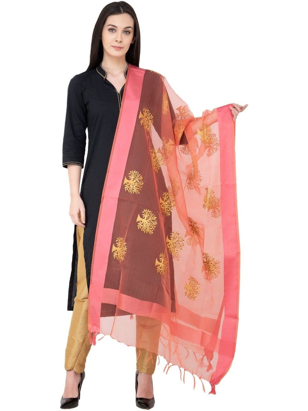 A R SILK Ethnic Motifs Embroidered Art Silk Dupatta with Thread Work thumbnail 3