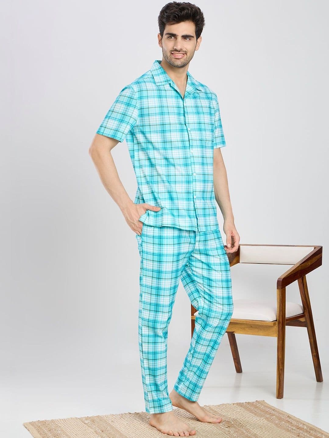 ETC Men Checked Night suit thumbnail 6