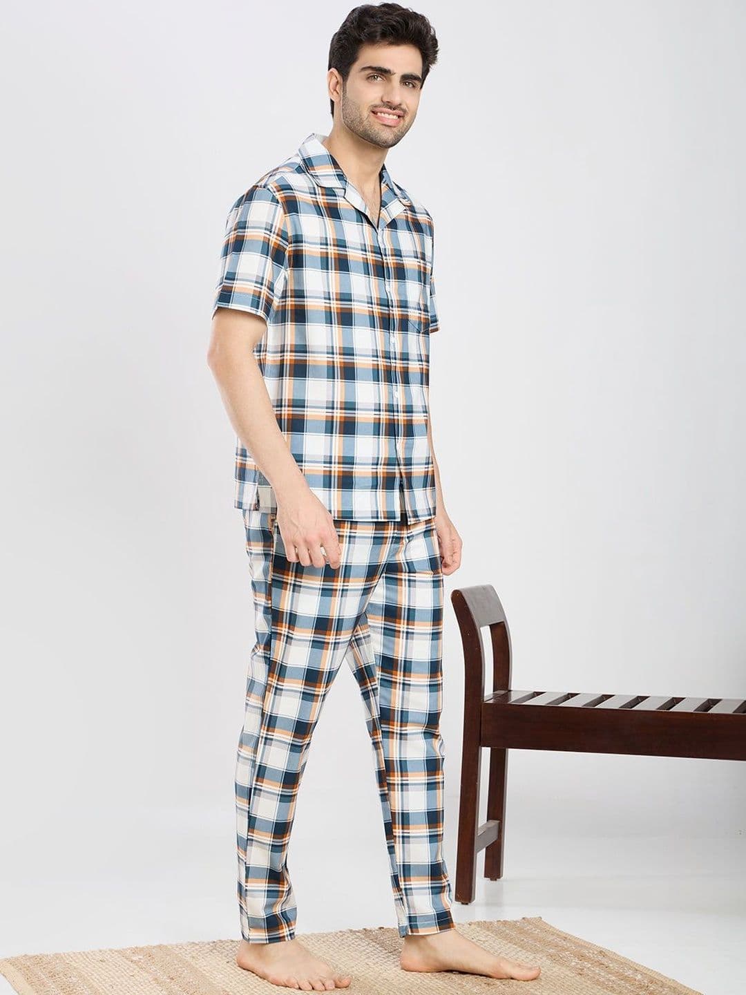 ETC Men Checked Night suit thumbnail 6