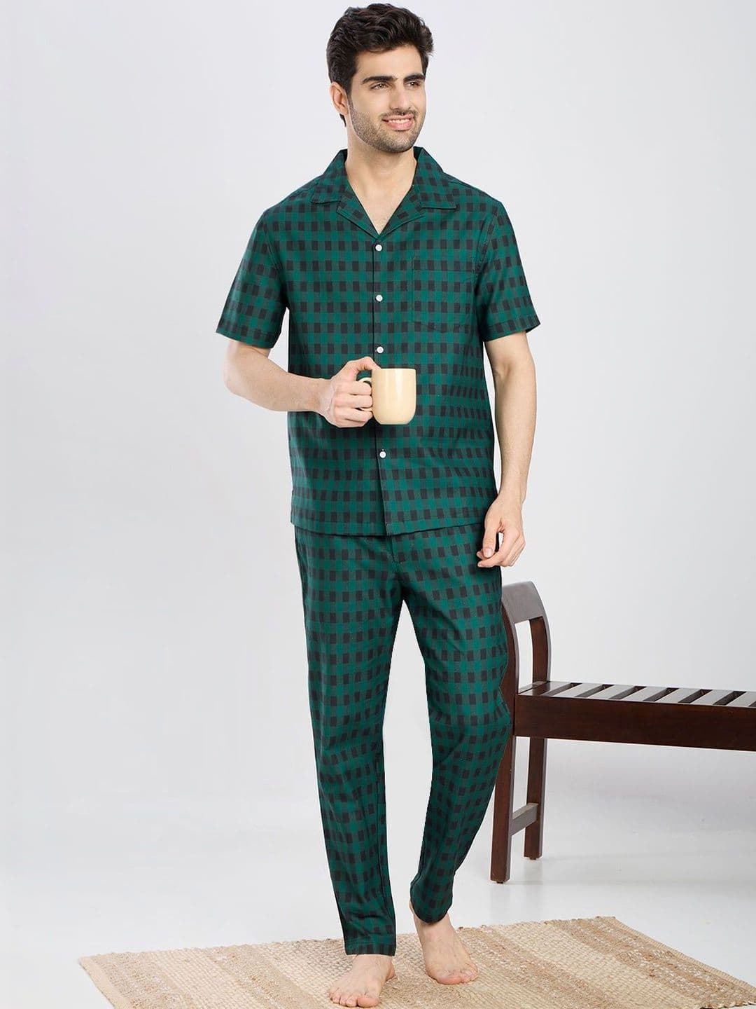 ETC Men Checked Night suit thumbnail 5