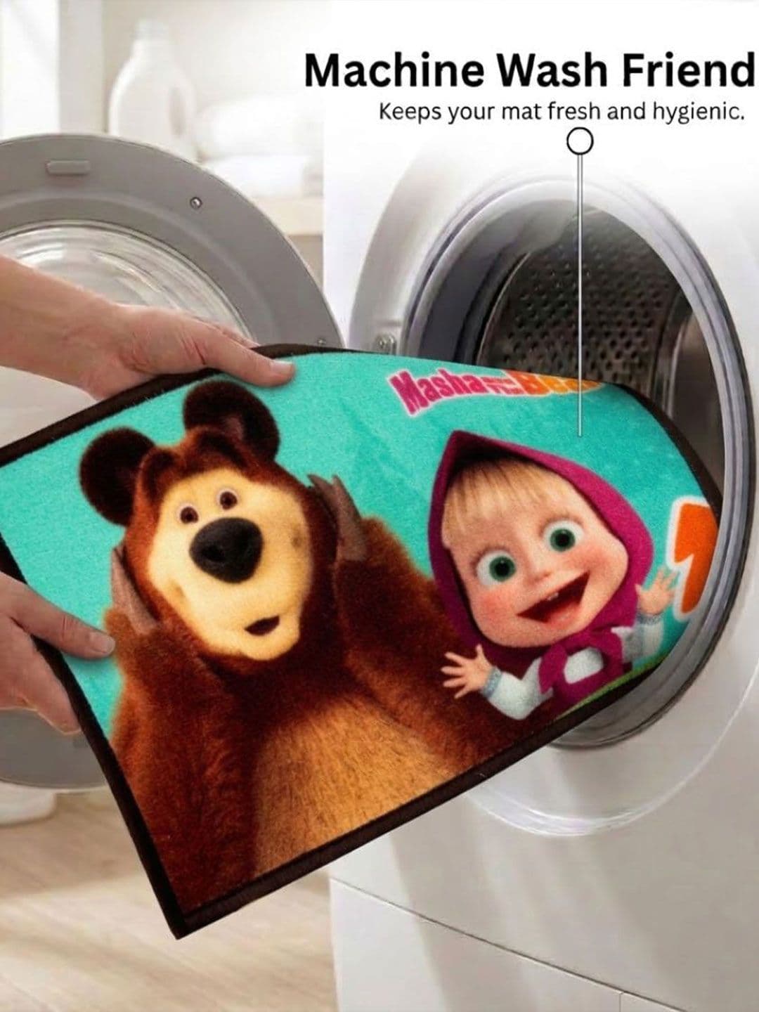 Athom Living Green Masha and the Bear Character Theme Kids Anti Slip Bathmat 57x37 thumbnail 3