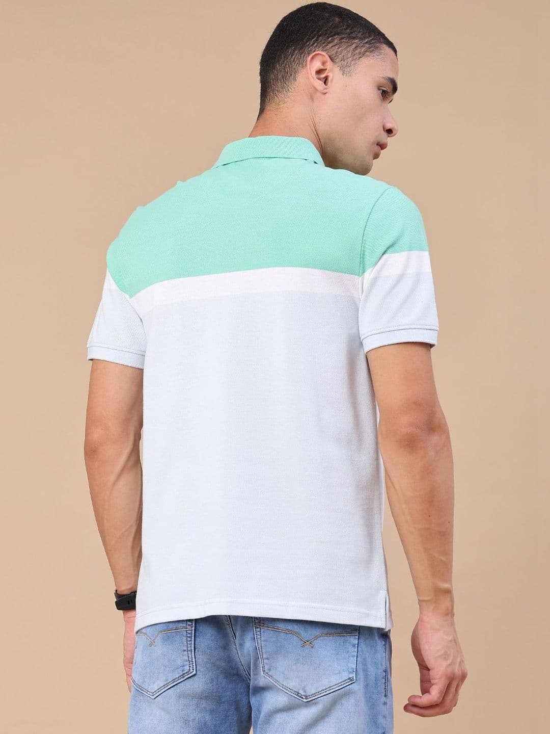 V-Mart Men Colourblocked Polo Collar T-shirt thumbnail 6