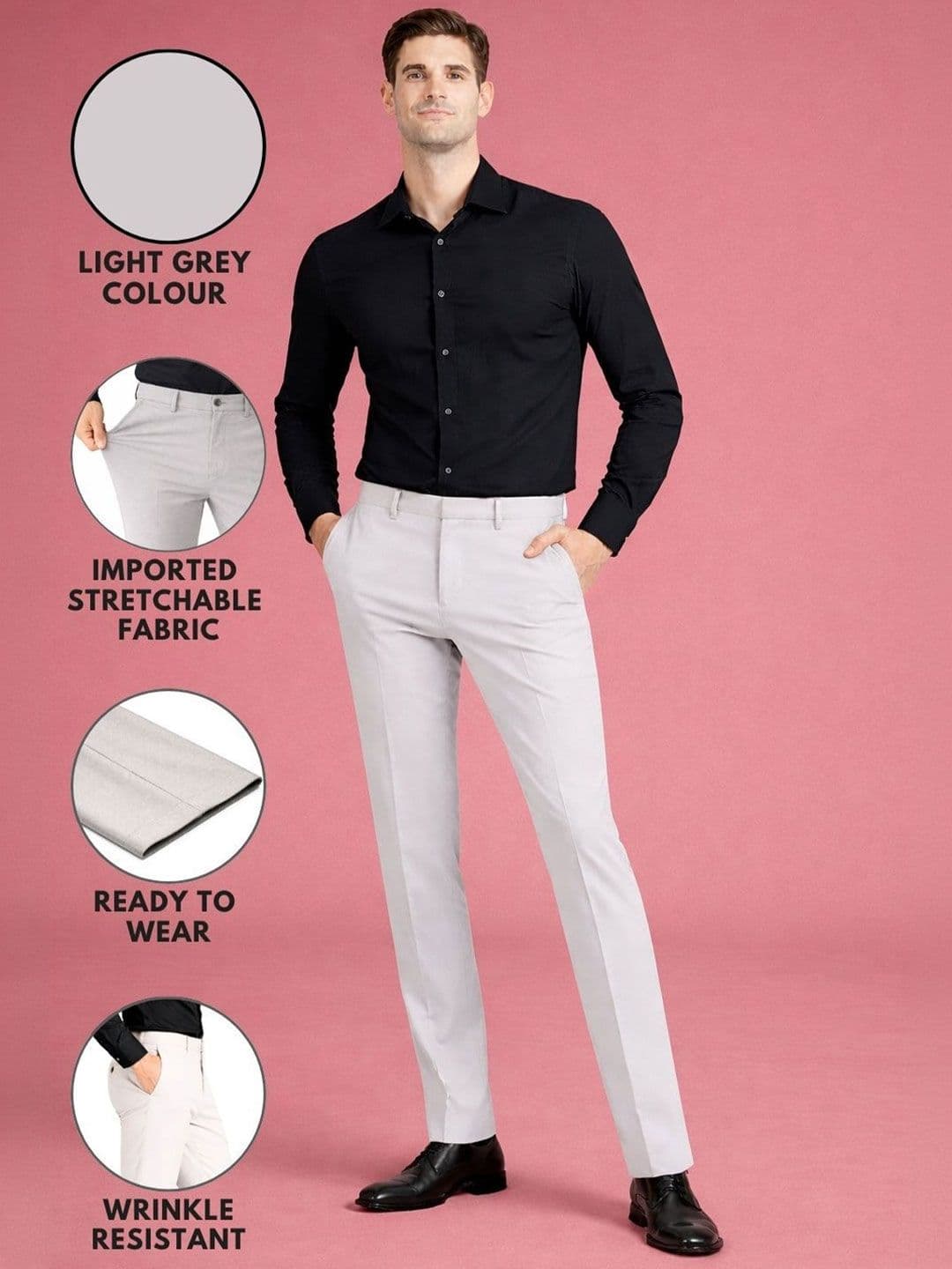 INVICTUS Men Comfort Wrinkle Free Trousers thumbnail 4