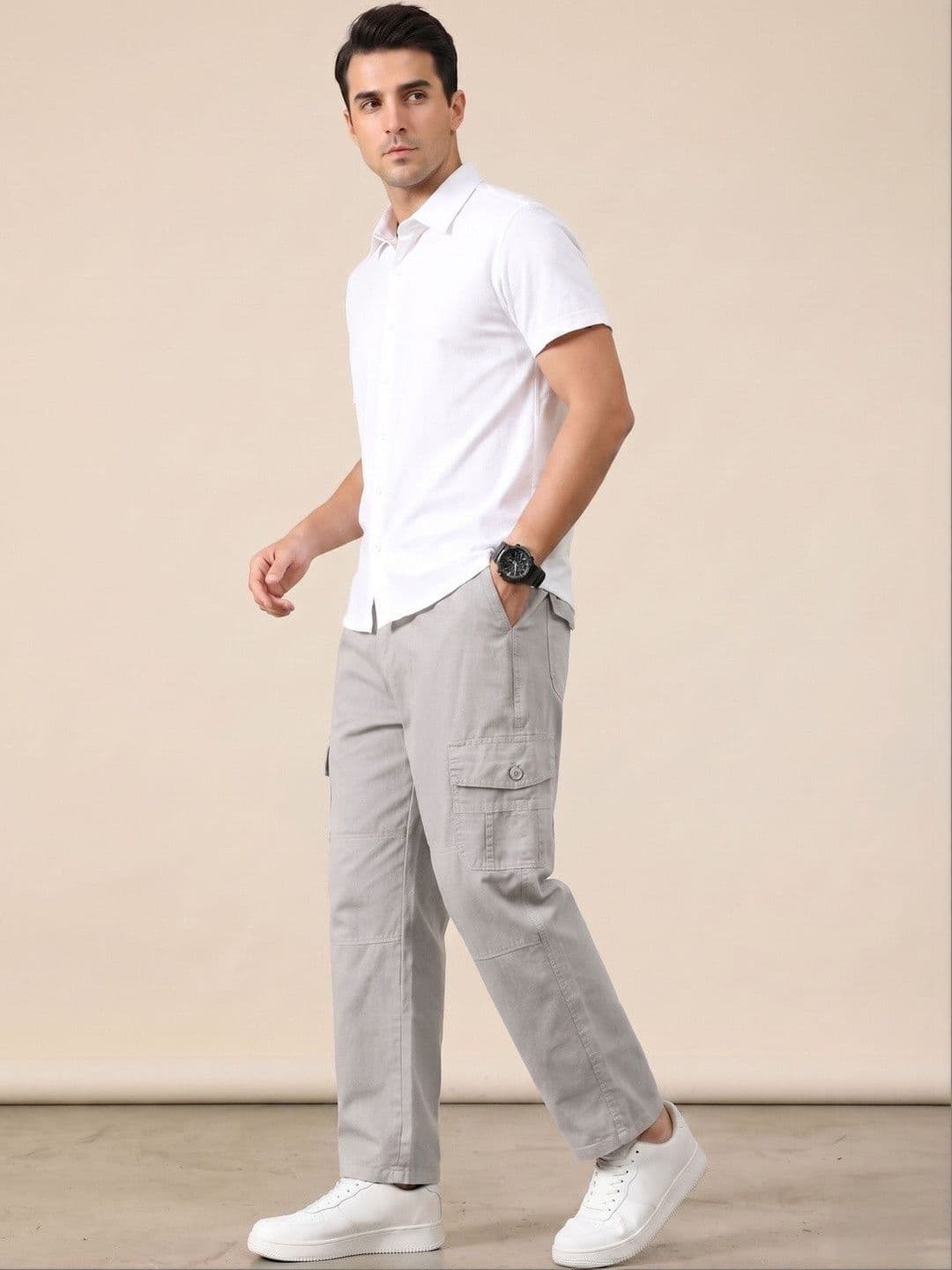 HERE&NOW Men Relaxed Loose Fit Cargos Trousers thumbnail 5