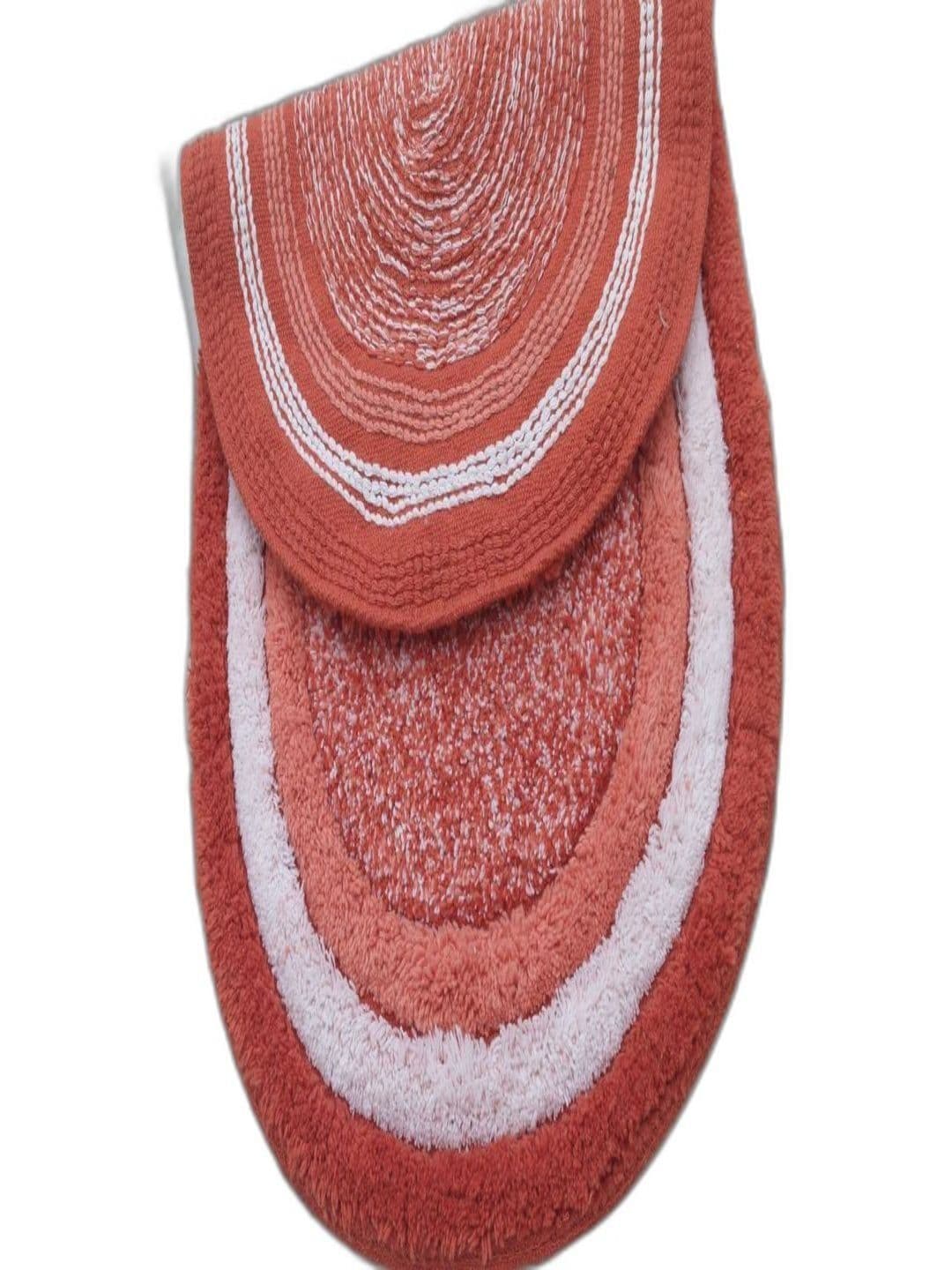 MY HOME 2-Pcs Orange & White Cotton Anti-Skid Doormats thumbnail 3