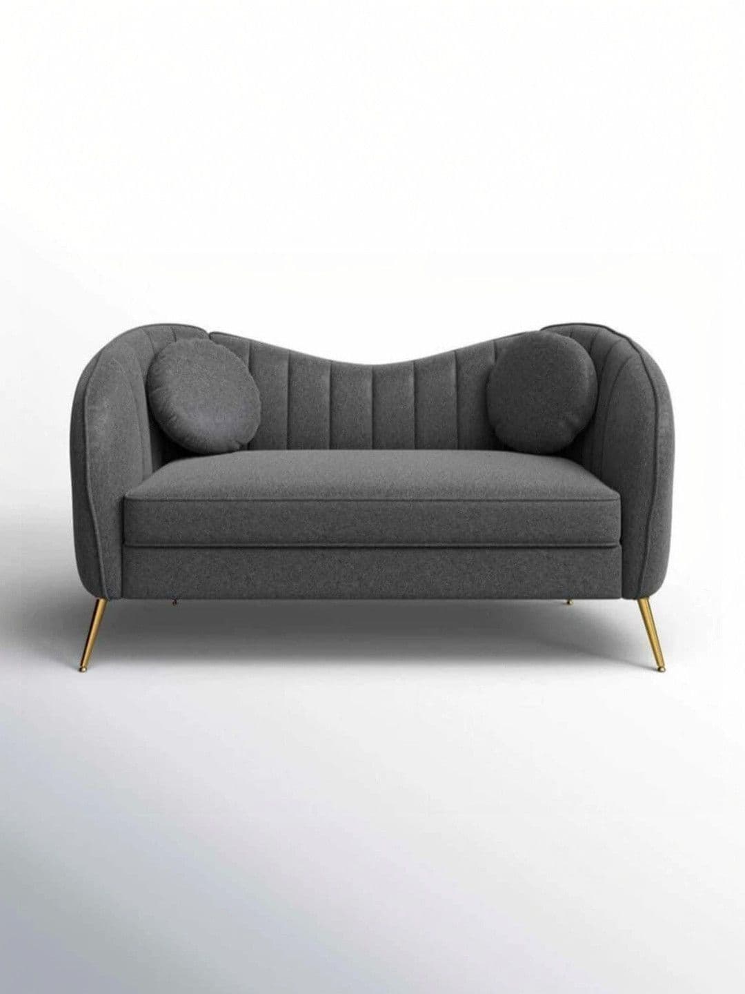 INDIAWOODMART Grey 2 Seater Sofa With 2 Pillow thumbnail 2