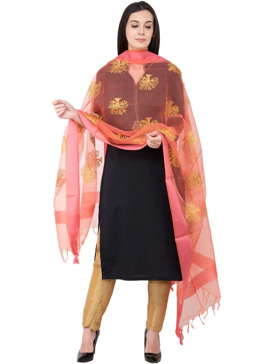 A R SILK Ethnic Motifs Embroidered Art Silk Dupatta with Thread Work thumbnail 5
