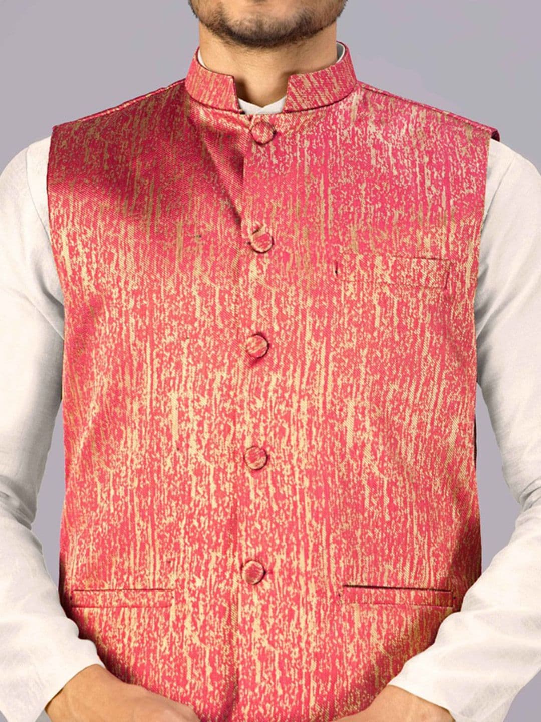 MODERN MUGHALS Mandarin Collar Sleeveless Nehru Jackets thumbnail 3