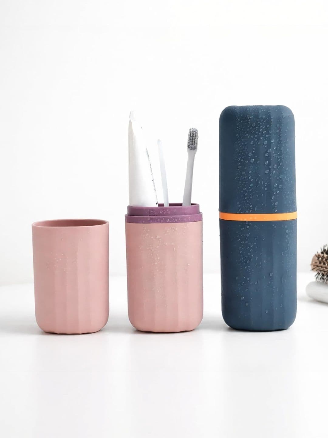 LUXEHOME INTERNATIONAL Multicoloured & Navy Blue 2 piece Textured Plastic - view 1
