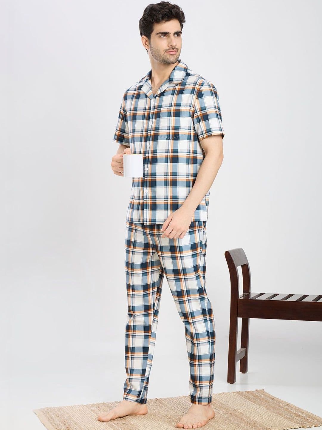 ETC Men Checked Night suit thumbnail 3