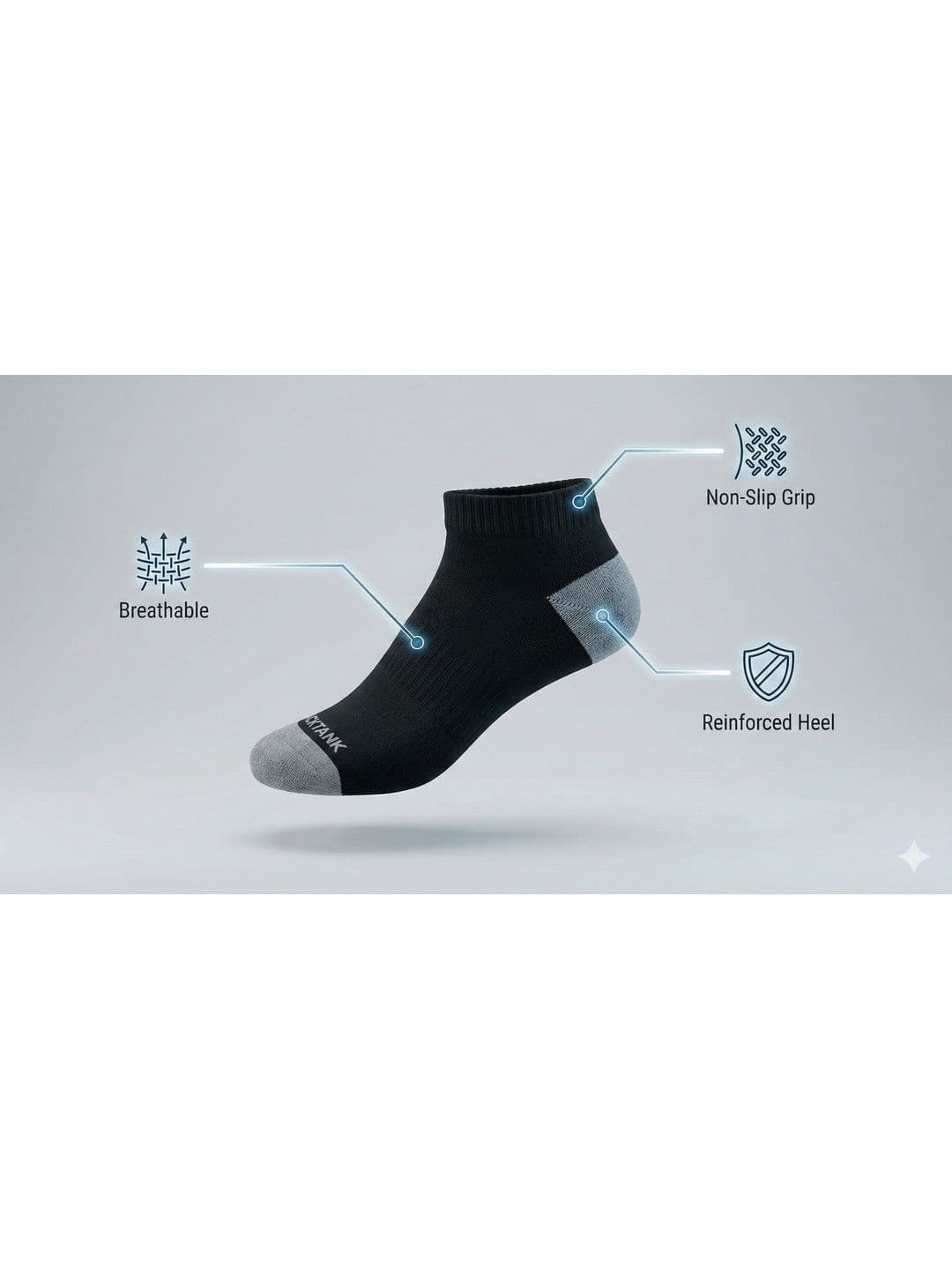 Blacktank Men Pack of 3 Cotton Colourblocked Ankle Length Socks thumbnail 3