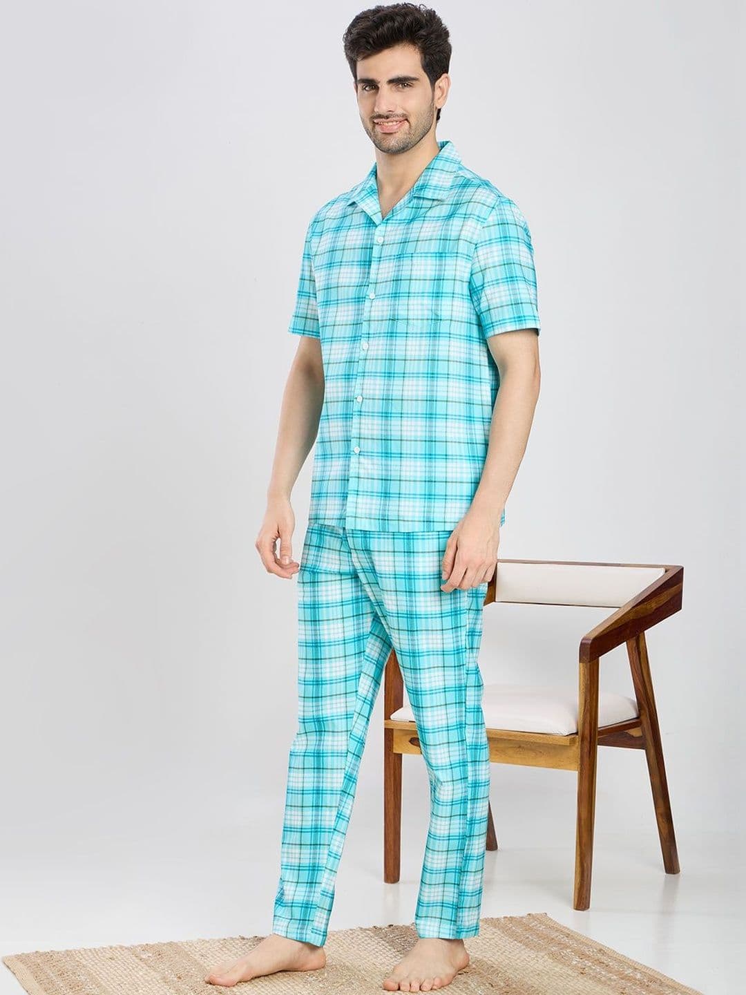 ETC Men Checked Night suit thumbnail 2
