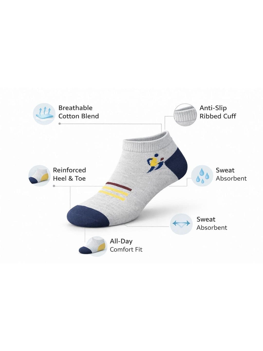Blacktank Men Pack of 4 Cotton Patterned Shoe Liners Socks thumbnail 2