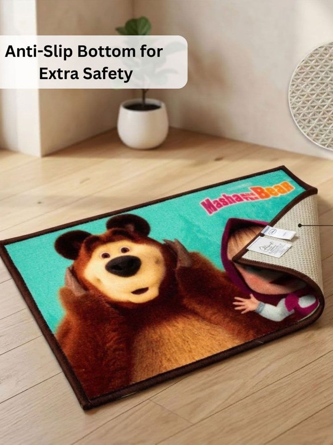 Athom Living Green Masha and the Bear Character Theme Kids Anti Slip Bathmat 57x37 thumbnail 6