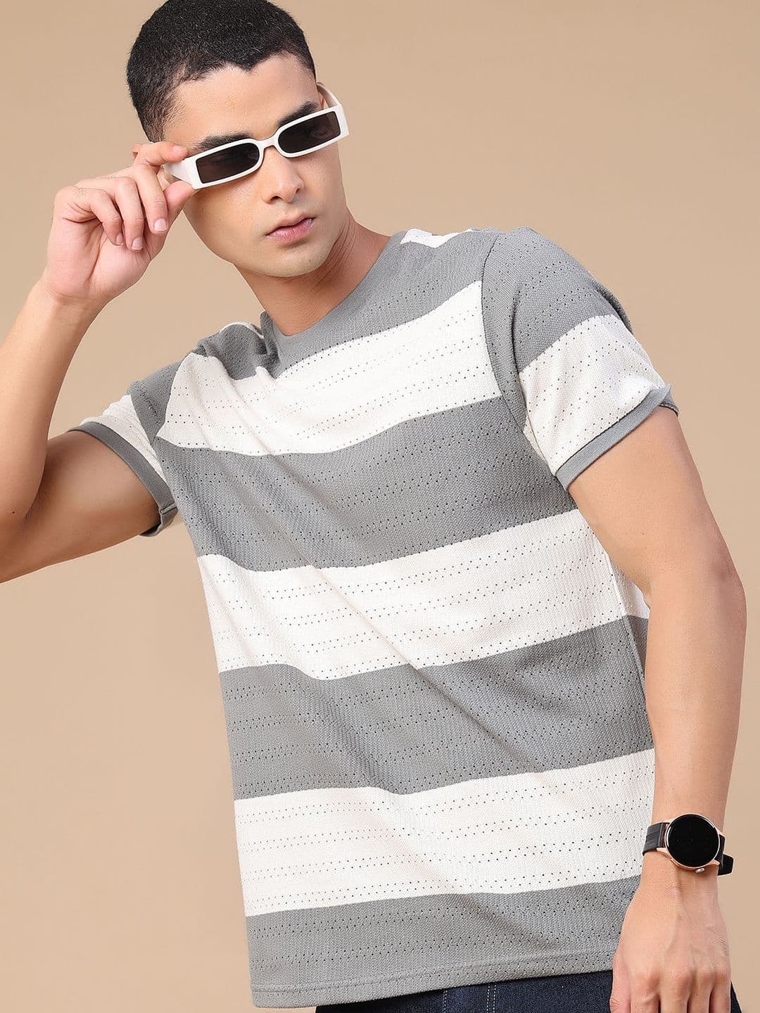 V-Mart Men Striped T-shirt - view 1