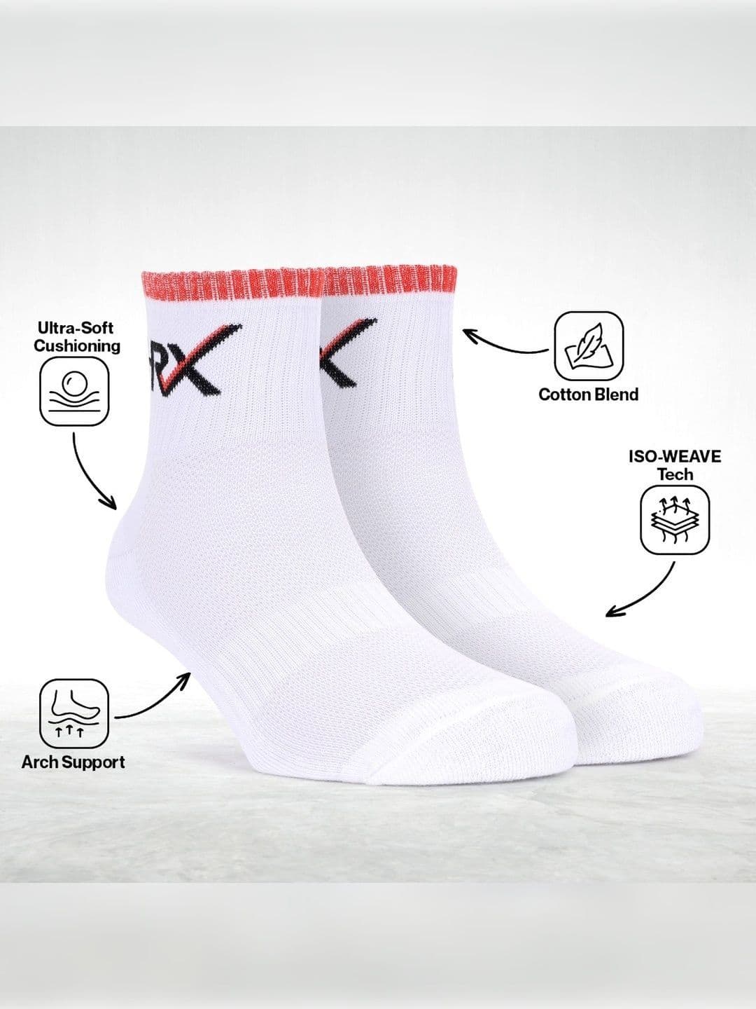 HRX by Hrithik Roshan Men Pack of 3 Cotton Blend Patterned Ankle Length Socks thumbnail 3