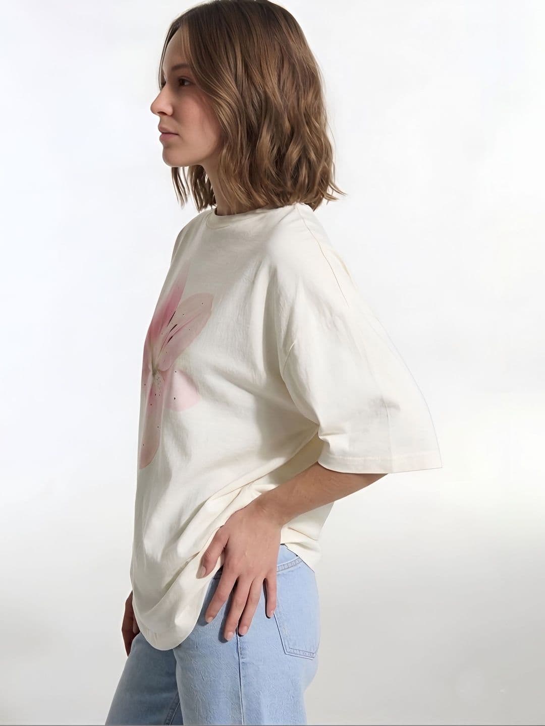 SMARTEES Women Floral Printed Drop-Shoulder Sleeves T-shirt thumbnail 4