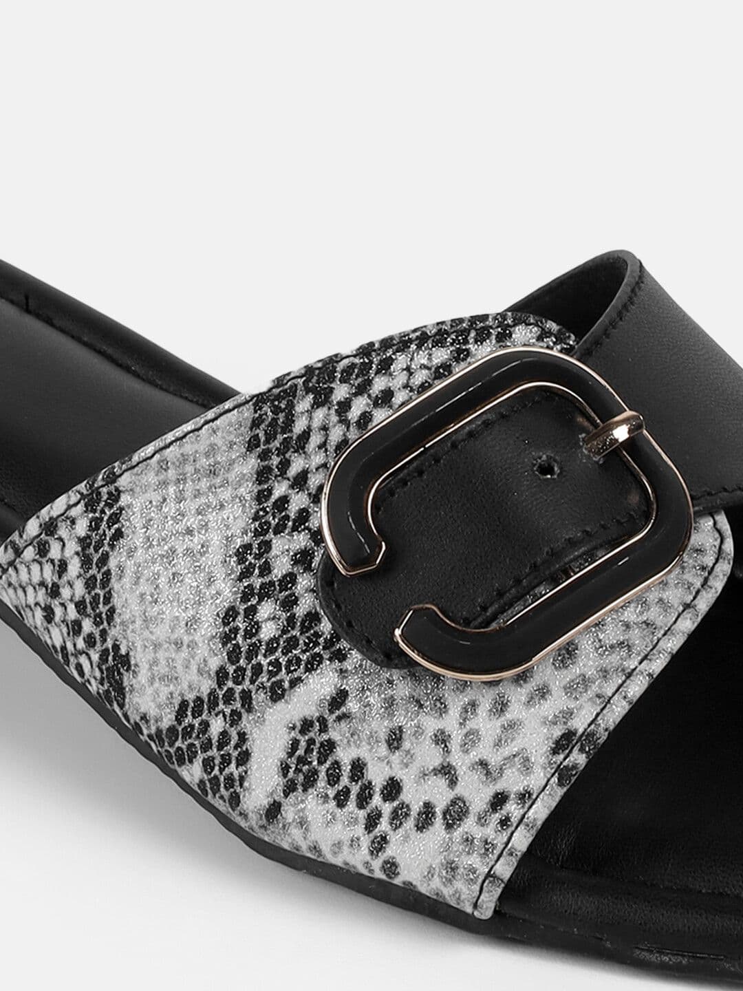 Mochi Printed Block Mules with Buckles thumbnail 5