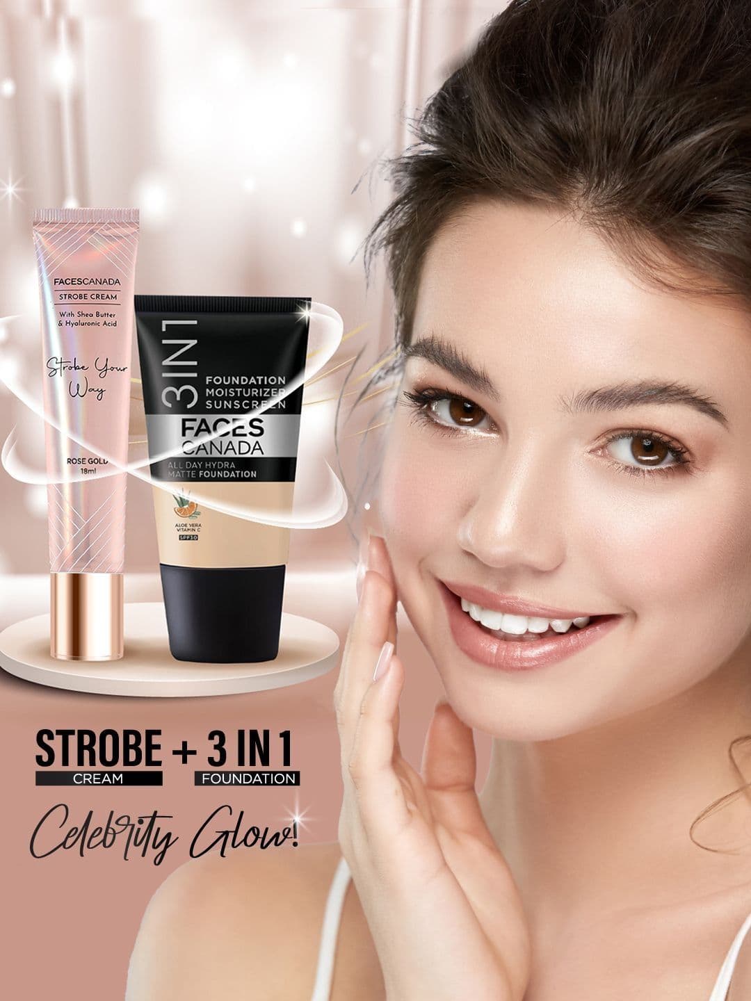 FACES CANADA Strobe Cream With Shea Butter & Hyaluronic Acid - 18 ml - Rose Gold thumbnail 4
