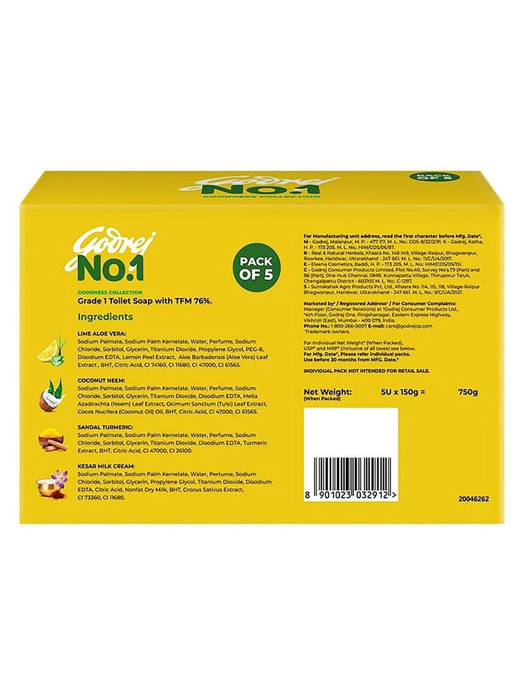 Godrej No.1 Goodness Collection Bath Soap - 150 g each thumbnail 2