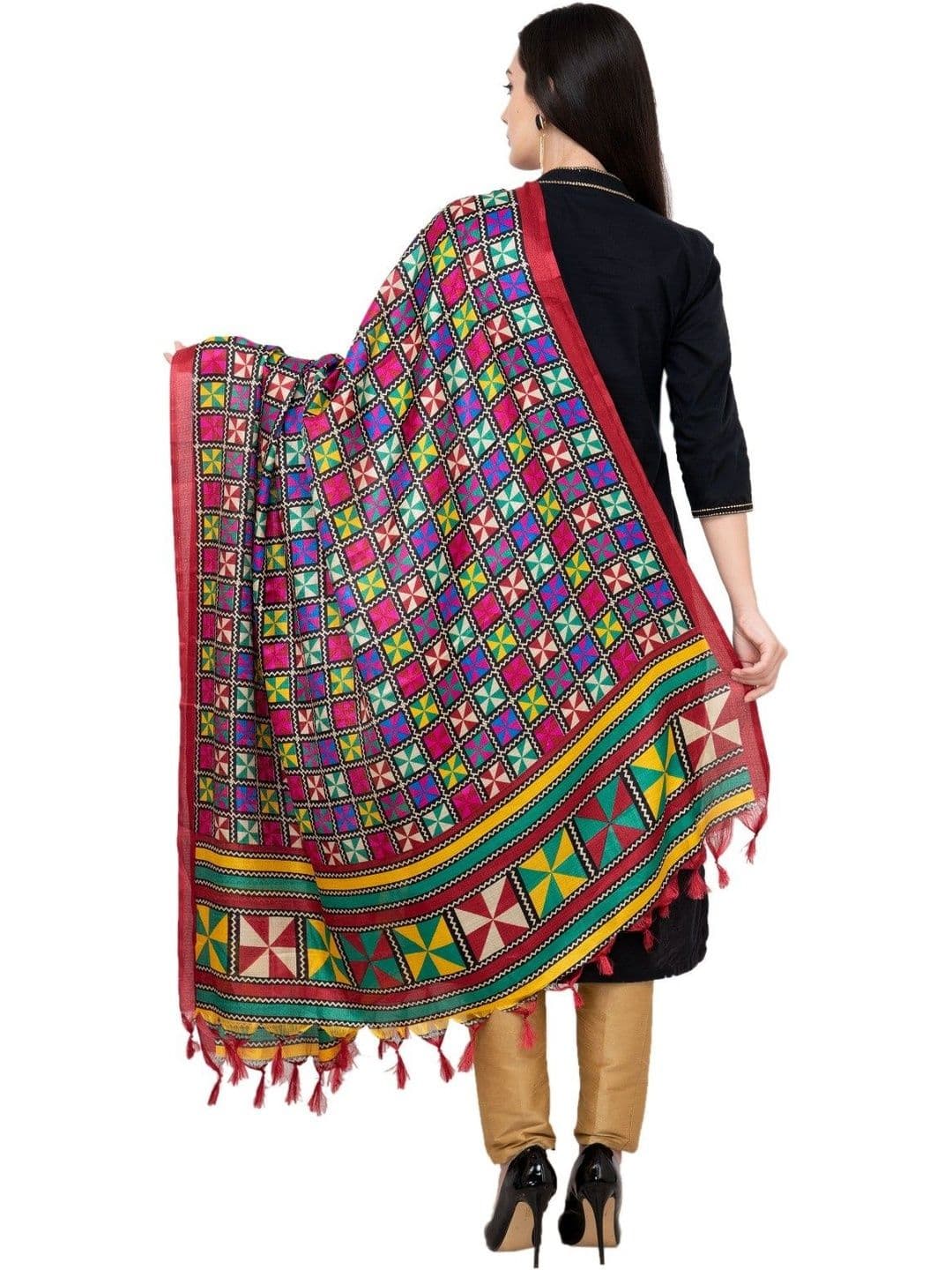 A R SILK Embroidered Dupatta with Thread Work thumbnail 2
