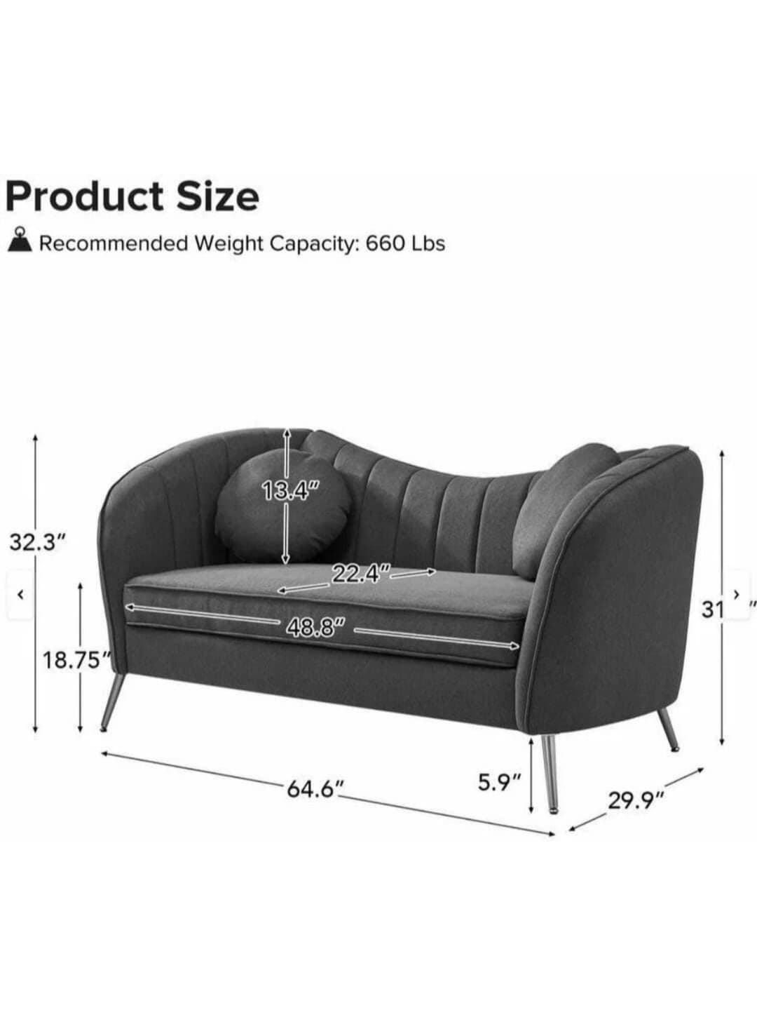 INDIAWOODMART Grey 2 Seater Sofa With 2 Pillow thumbnail 3