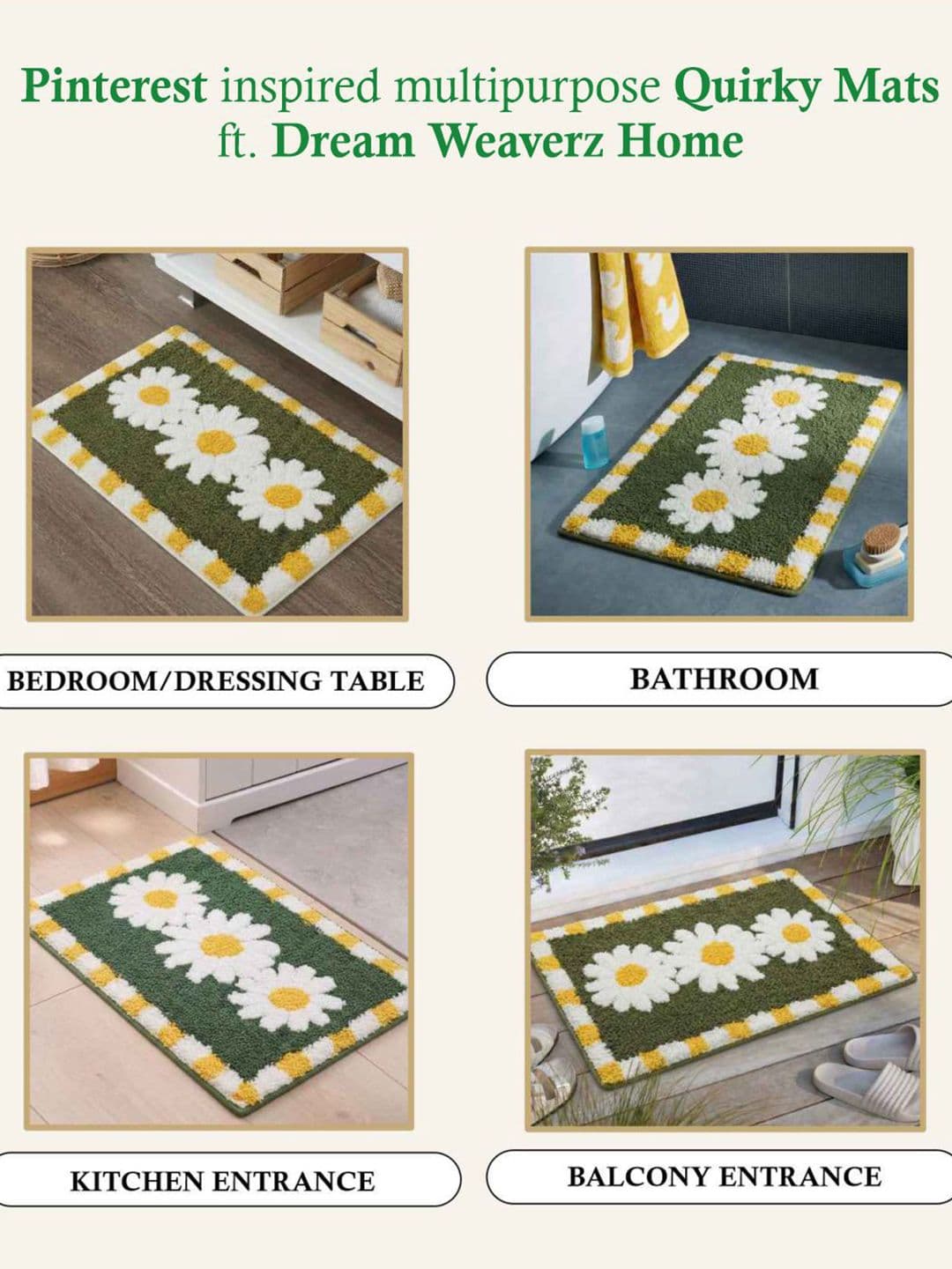 DREAM WEAVERZ Green Anti-Skid Bath Rugs thumbnail 4