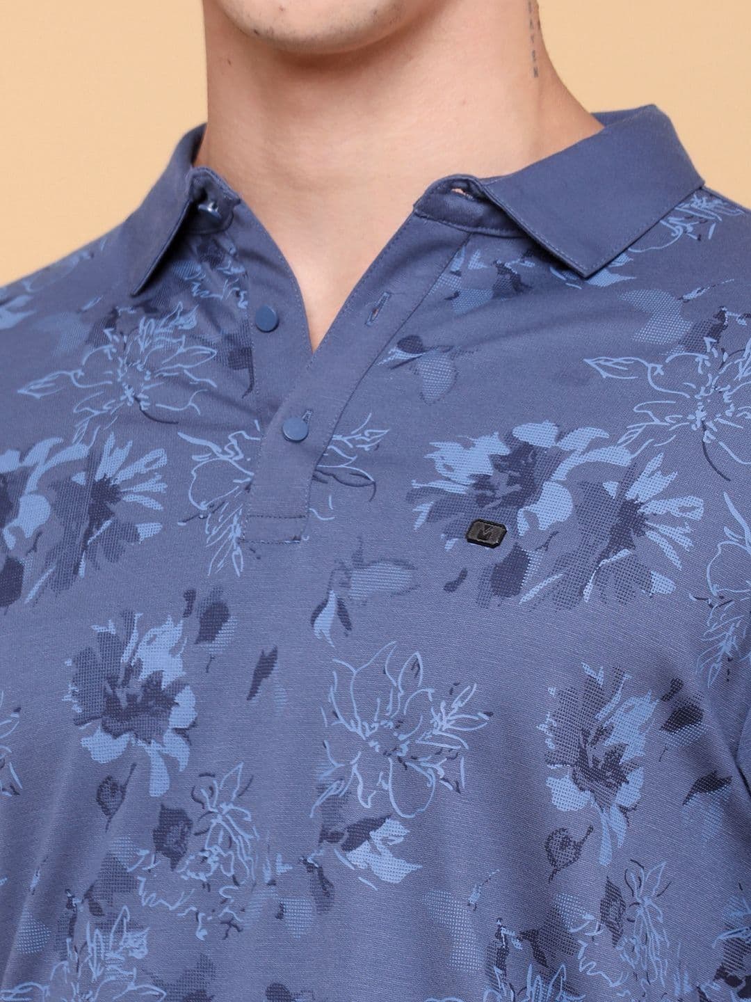 V-Mart Men Floral Printed Polo Collar T-shirt thumbnail 2
