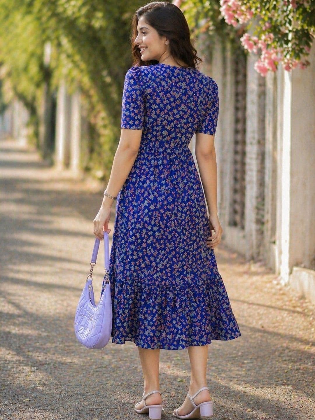 PARNAVI Floral Print Fit & Flare Midi Dress thumbnail 5