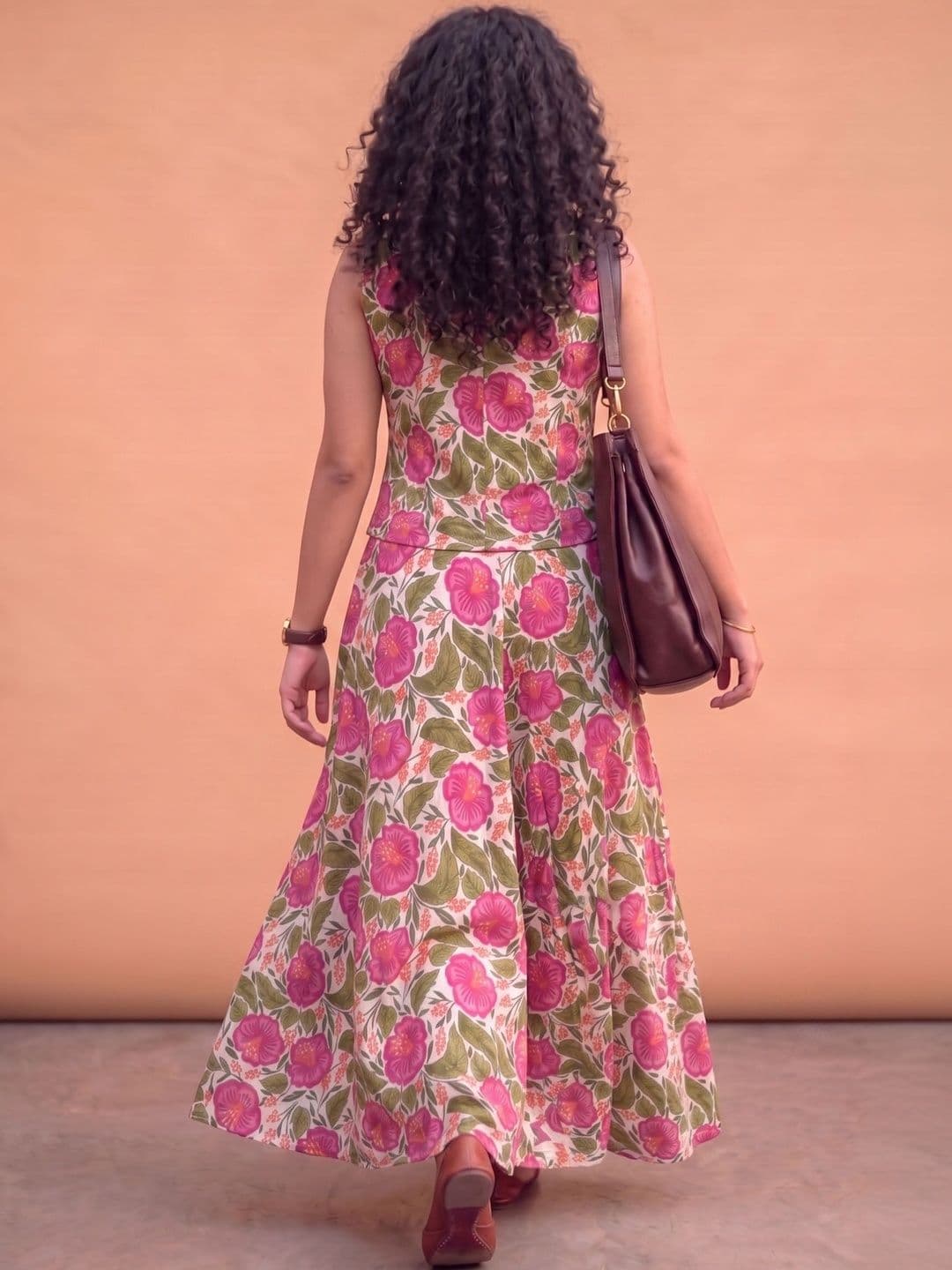 Sangria Floral Cotton Printed Top with Skirt thumbnail 3