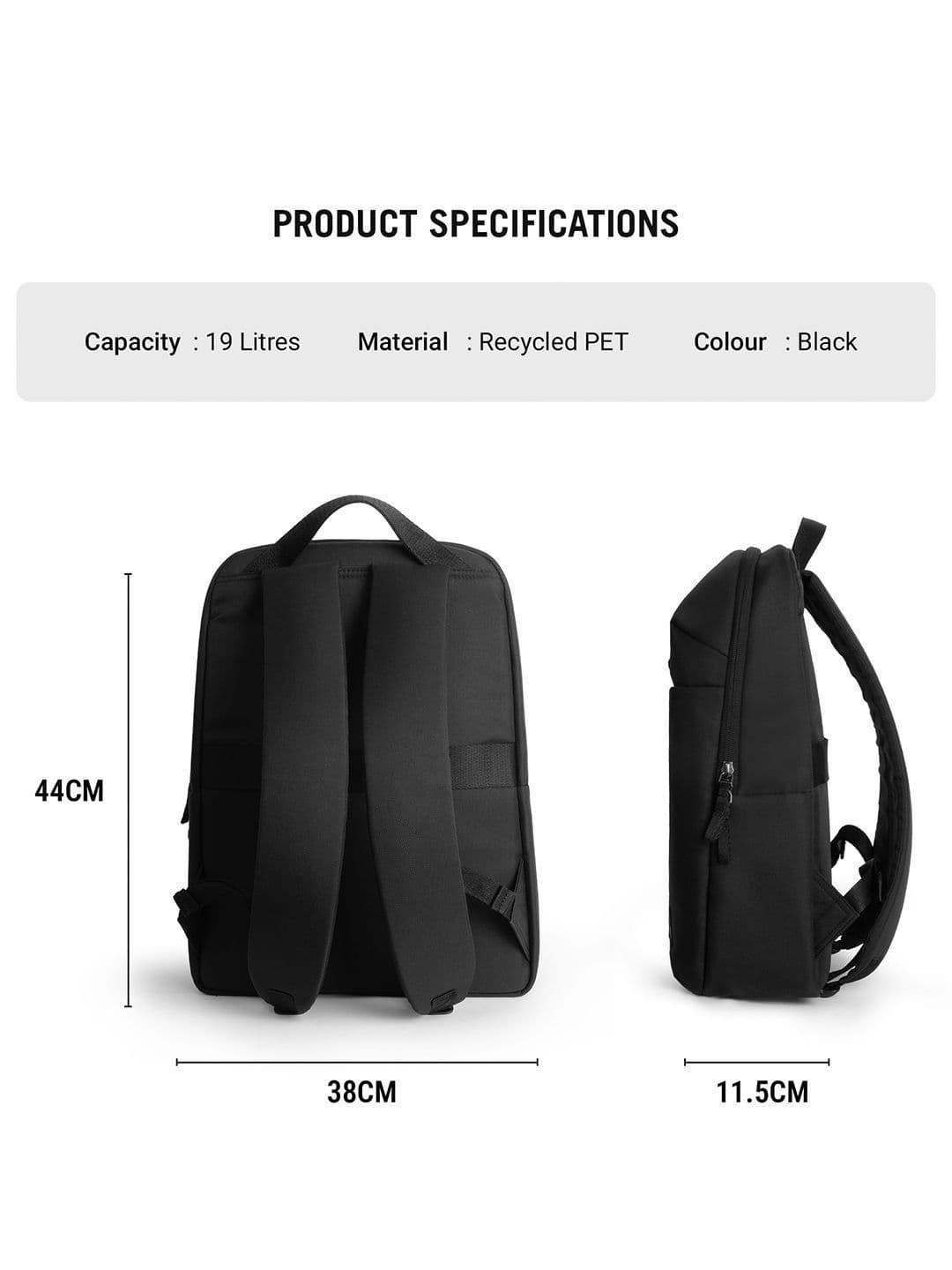 DailyObjects Ultra Light Office Travel Laptop Backpack 15in Compartment Water Repellent Multi Pocket Black Unisex thumbnail 6