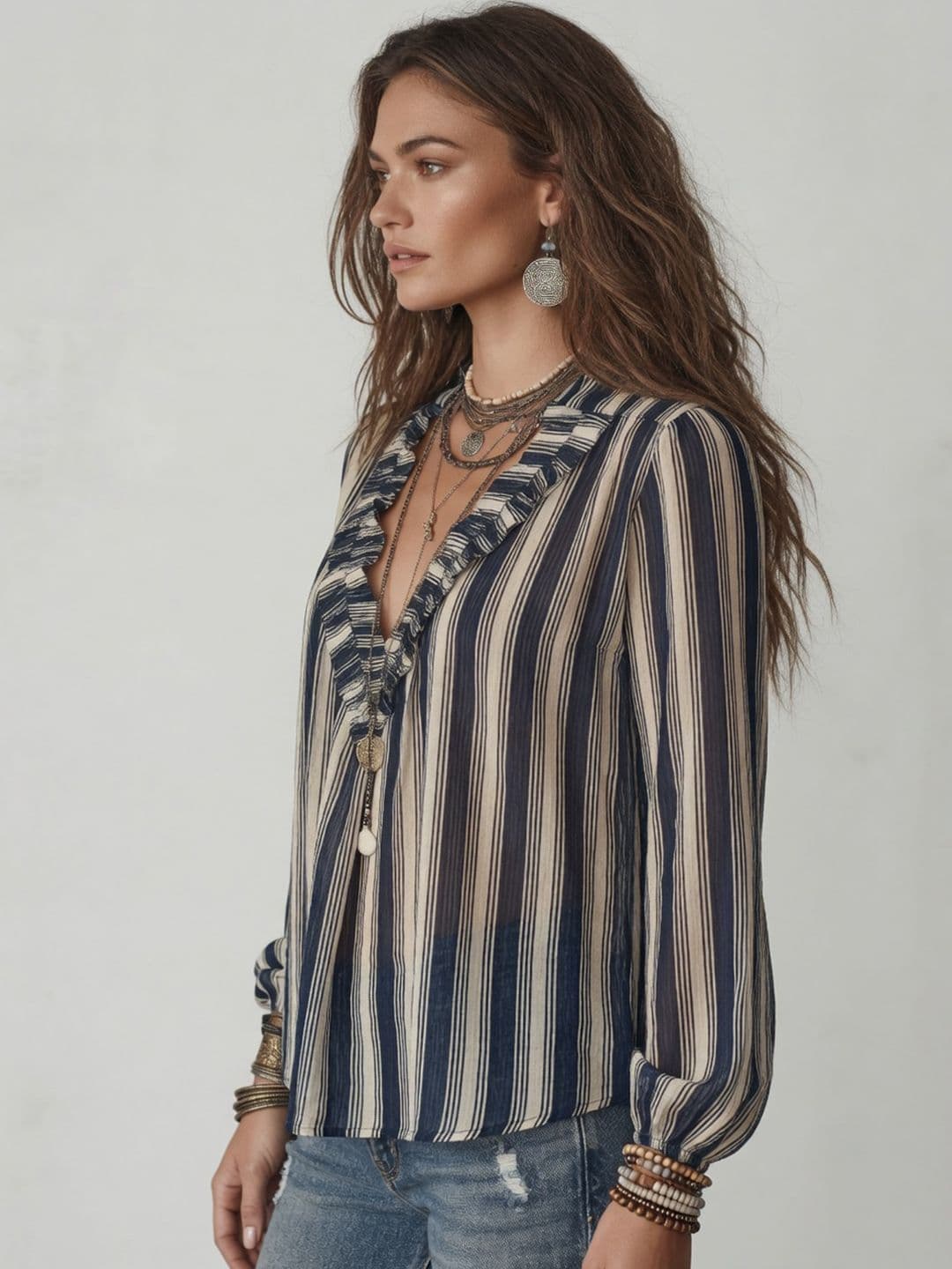 StyleCast x Revolte Striped Tie-Up Neck Top thumbnail 3