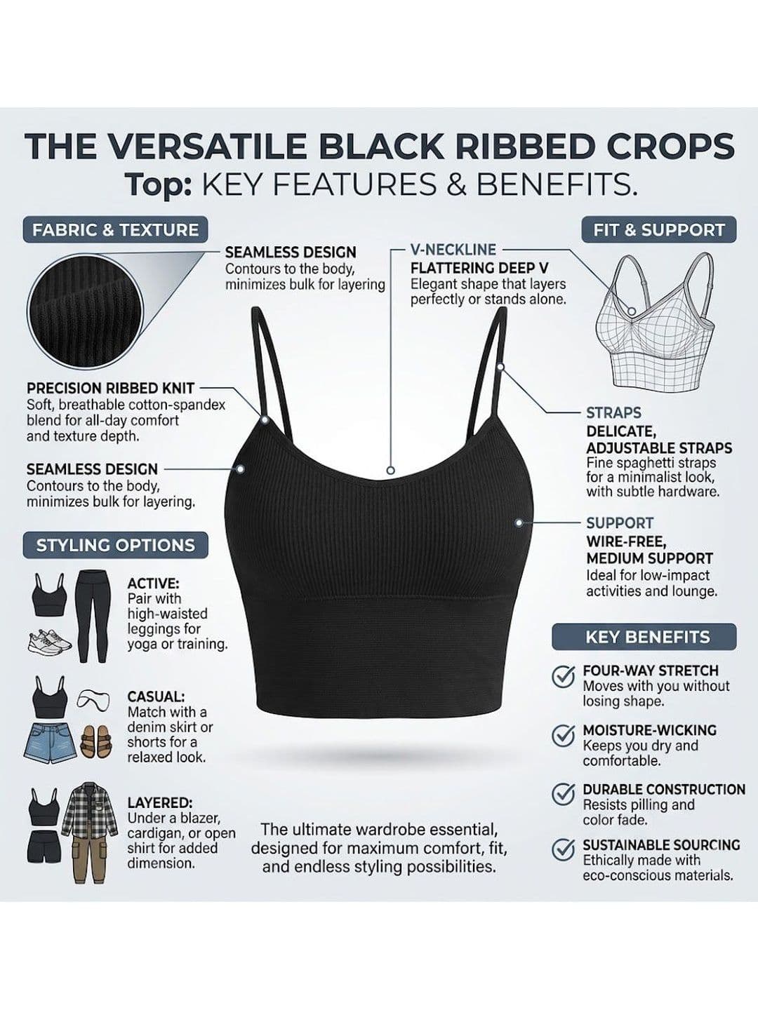 Alexvyan Ribbed Lightly Padded Camisoles thumbnail 5