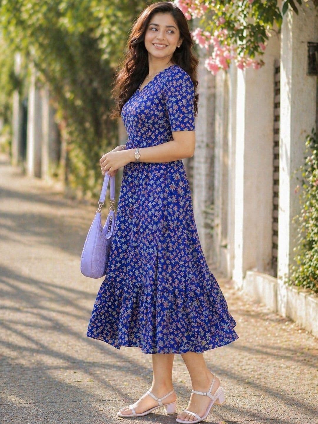 PARNAVI Floral Print Fit & Flare Midi Dress thumbnail 4