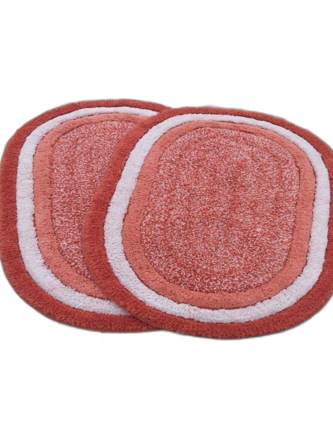 MY HOME 2-Pcs Orange & White Cotton Anti-Skid Doormats - view 1