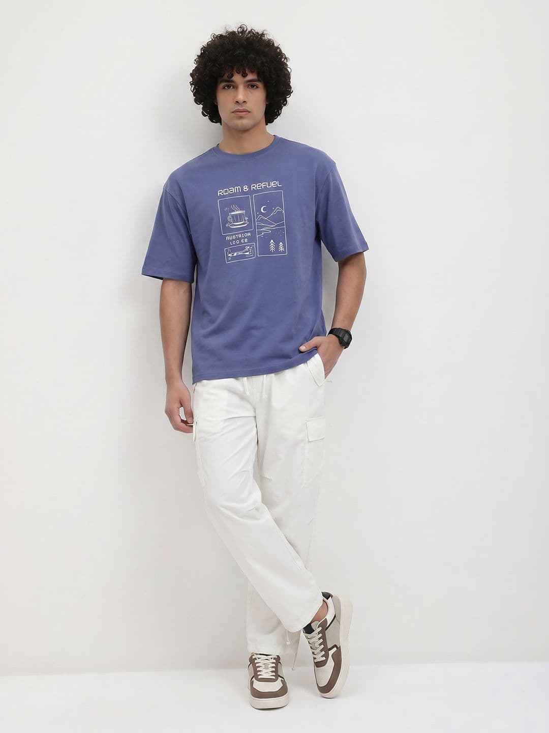 The Roadster Life Co. Relaxed Fit Printed Pure Cotton T-Shirt thumbnail 5