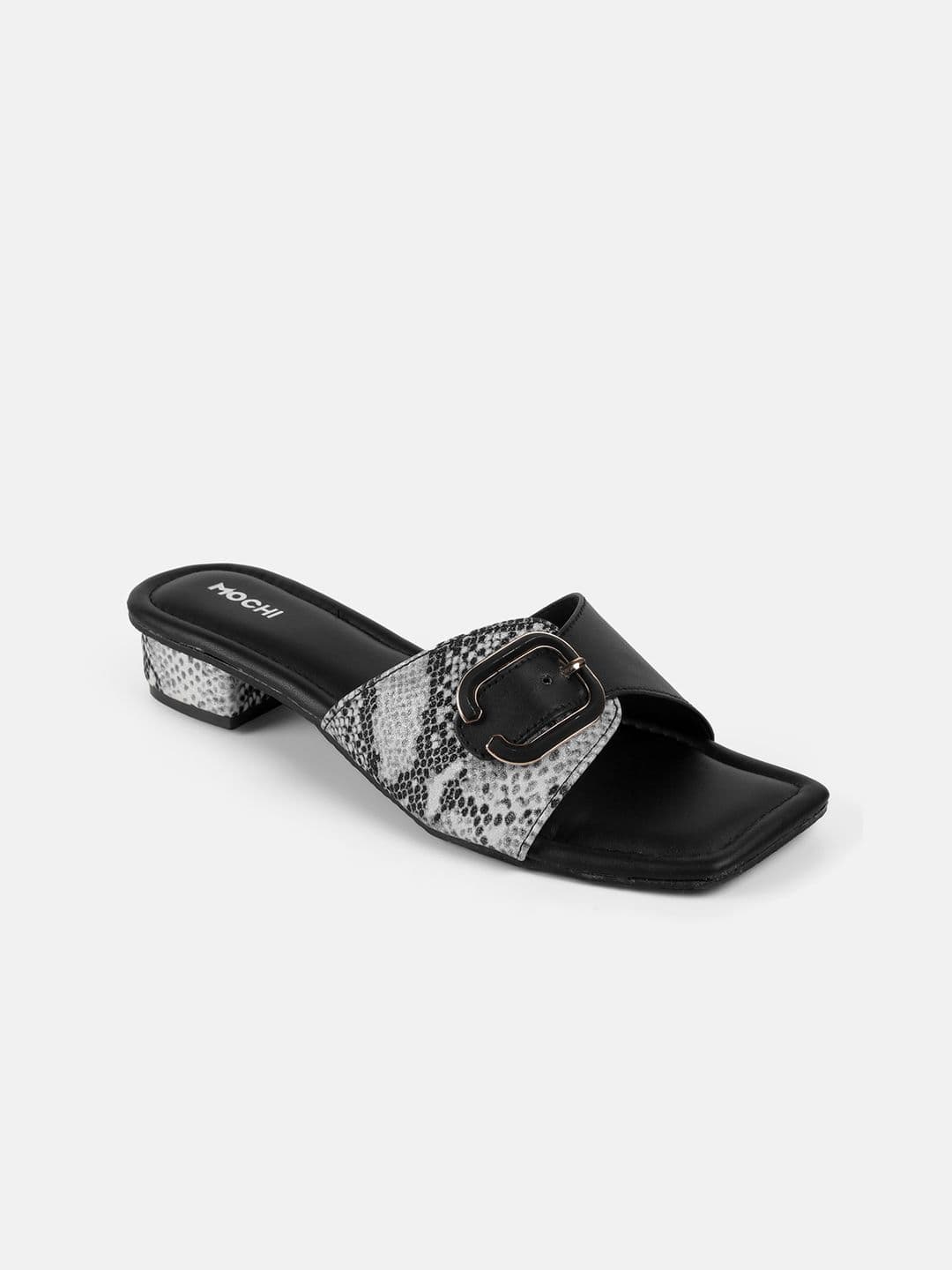 Mochi Printed Block Mules with Buckles thumbnail 3