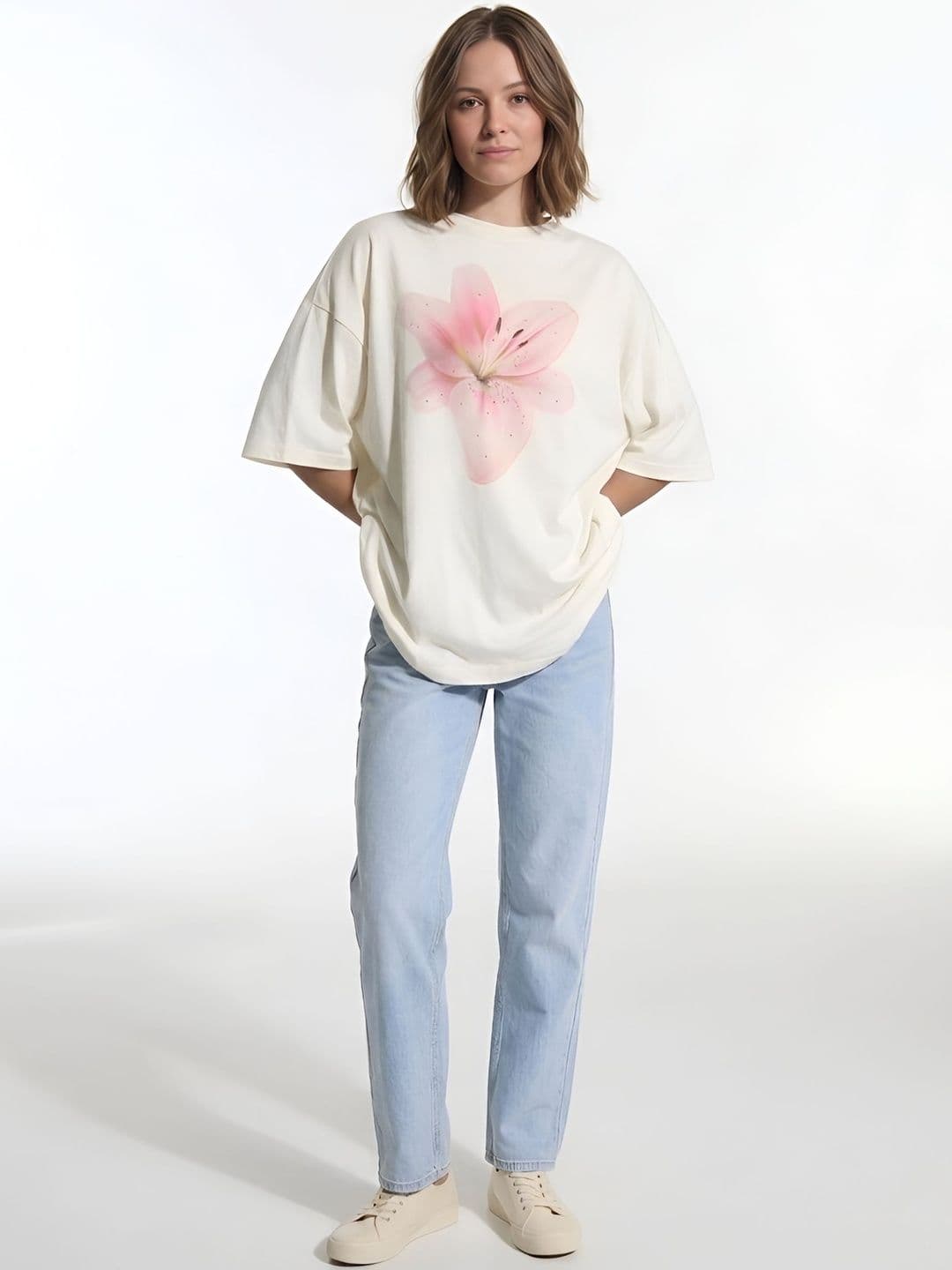 SMARTEES Women Floral Printed Drop-Shoulder Sleeves T-shirt thumbnail 2