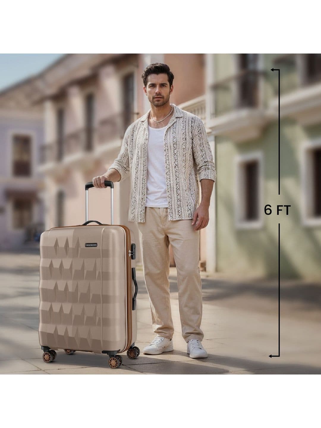 Aristocrat Unisex Comet Champagne Set of 2 S-M Hard Luggage Check-in Trolley thumbnail 6