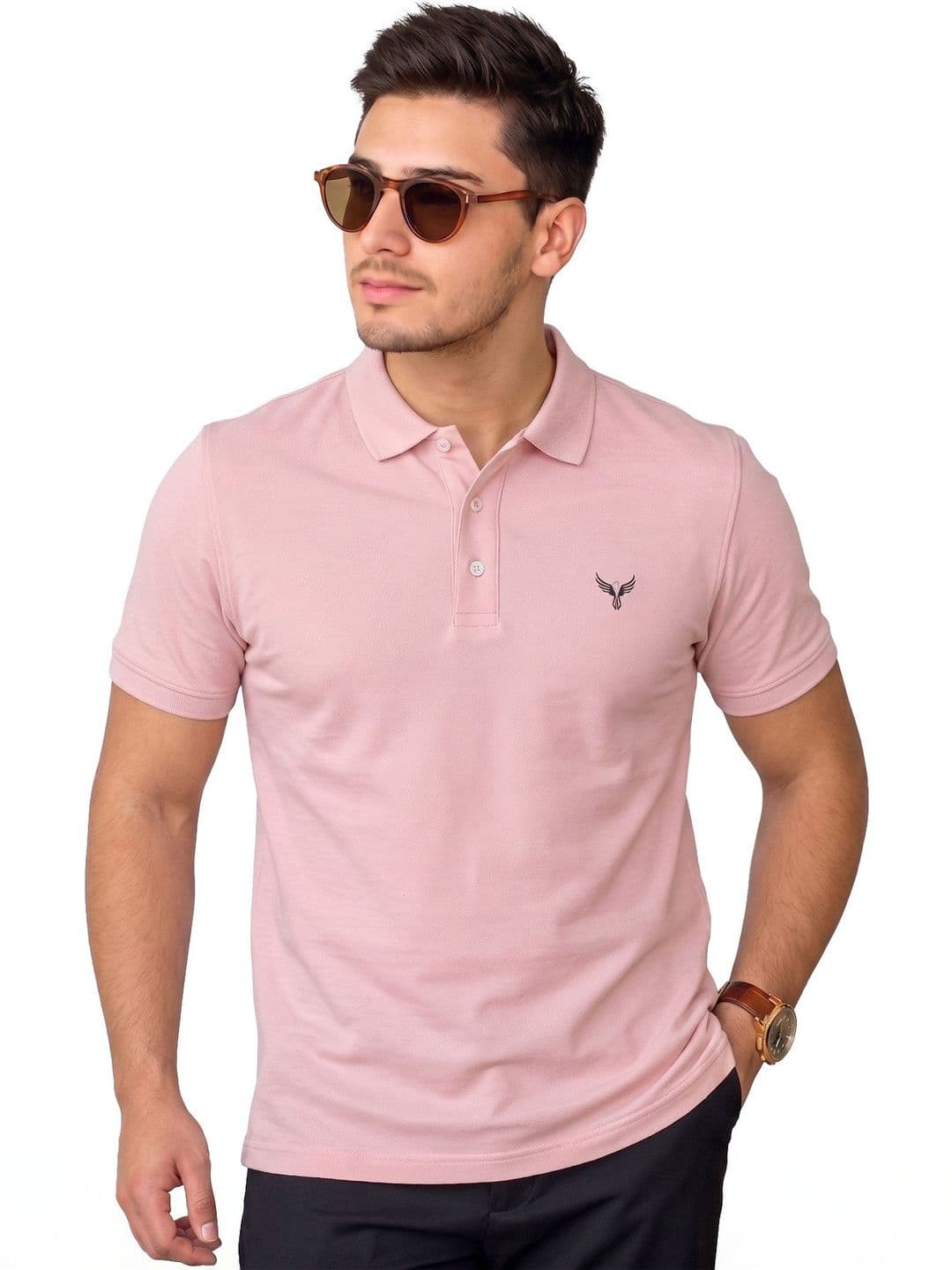 Utopium Men Brand Logo Polo Collar T-shirt thumbnail 2