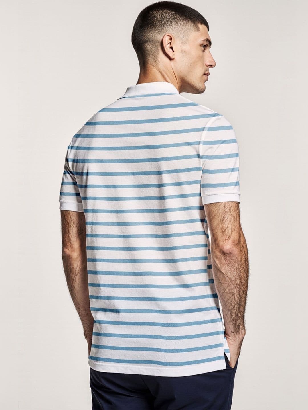 The Roadster Lifestyle Co Striped Cotton Polo Collar Half Sleeves T-Shirt thumbnail 2
