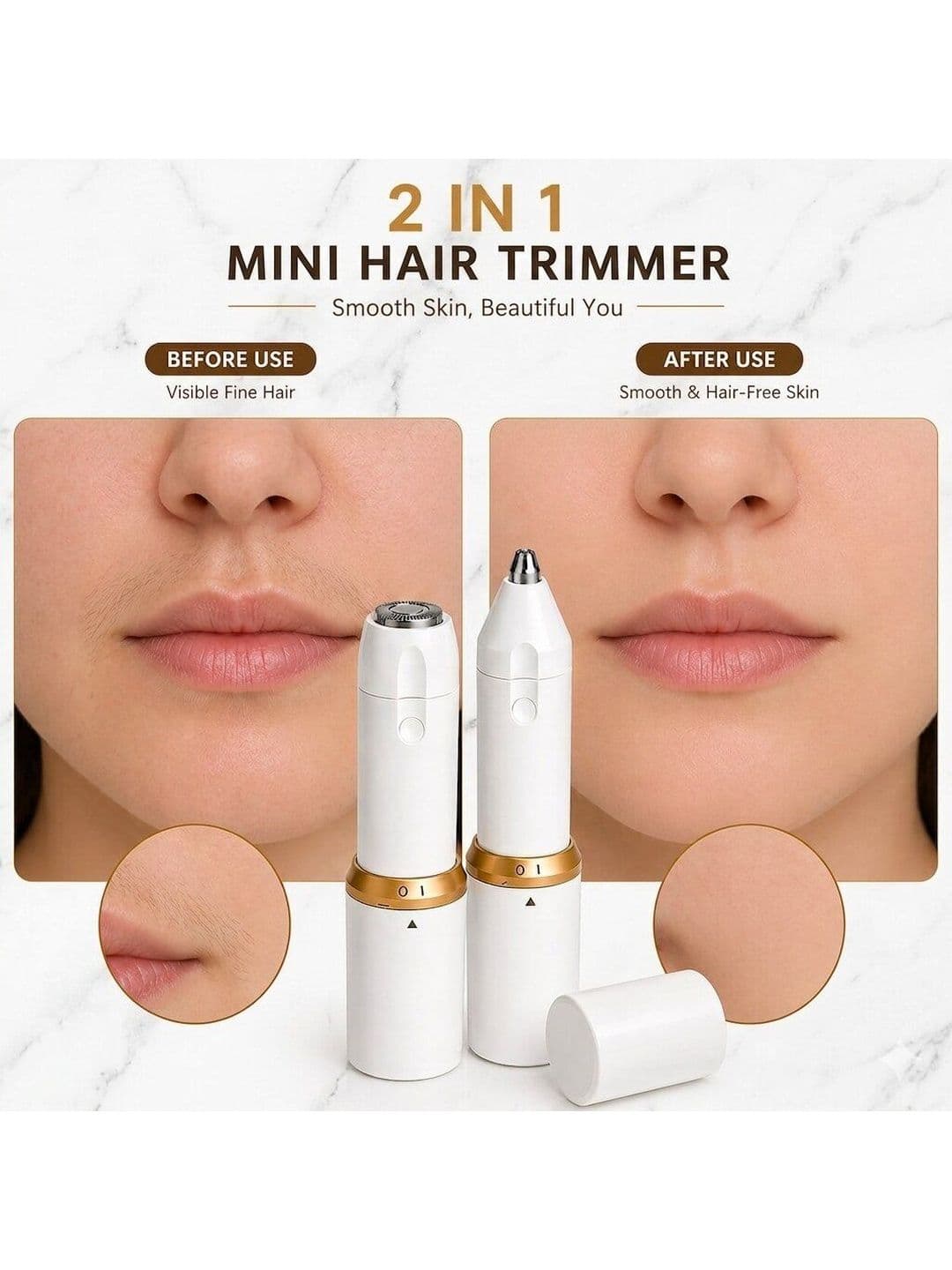 BELENZO Rechargeable Mini Facial Hair Remover For Upper Lips Chin & Cheeks thumbnail 5