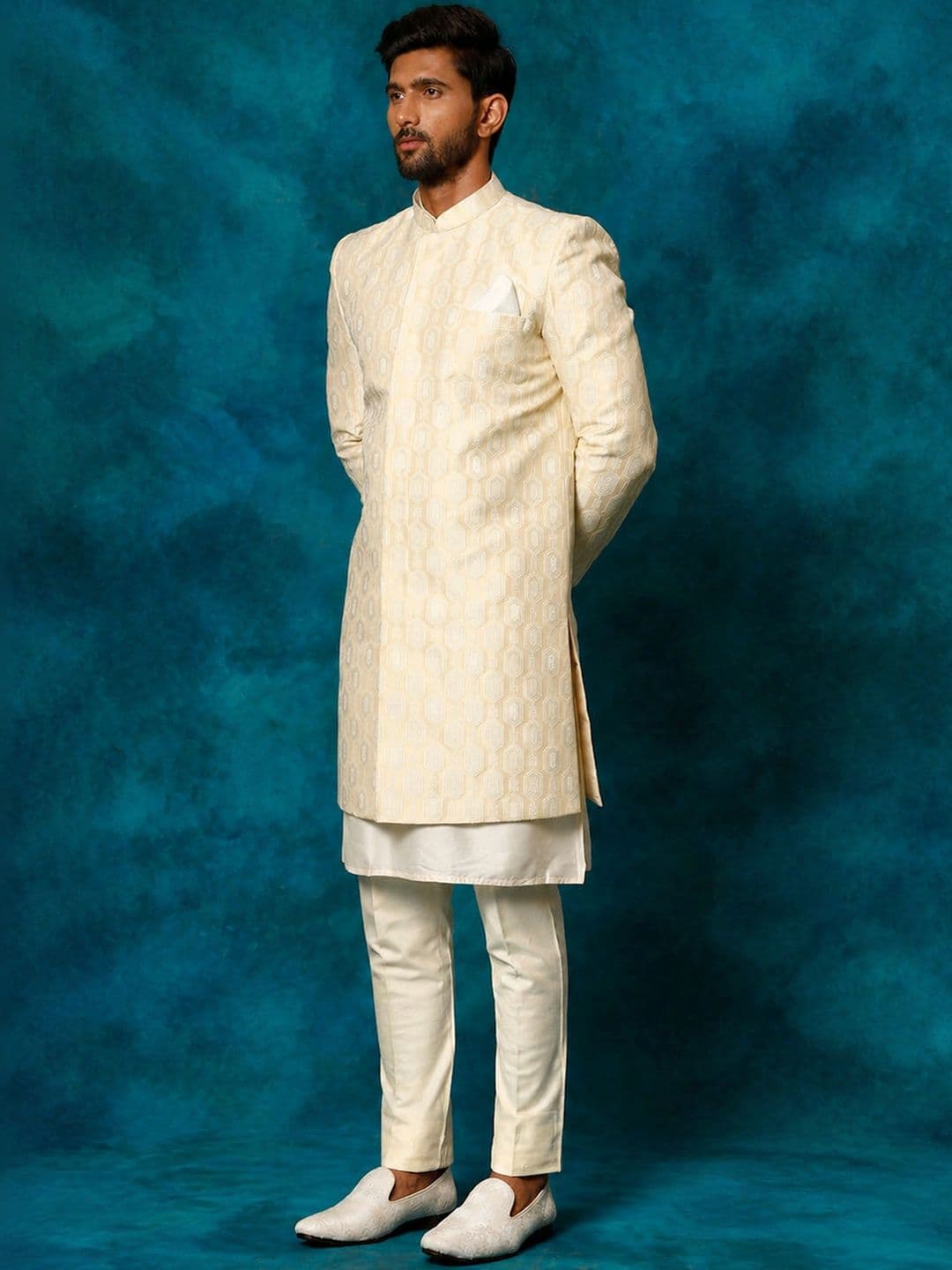 VASTRAMAY  Mandarin Collar  Sherwani Set thumbnail 3