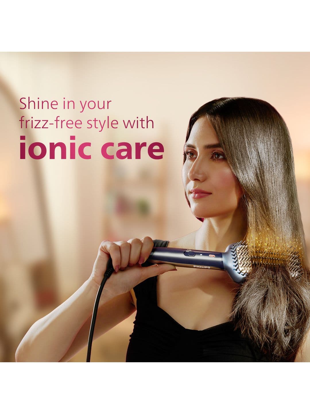 Philips BHH885/10 Hair Straightener Brush ThermoProtect Technology Ionic Care- Navy Blue thumbnail 2