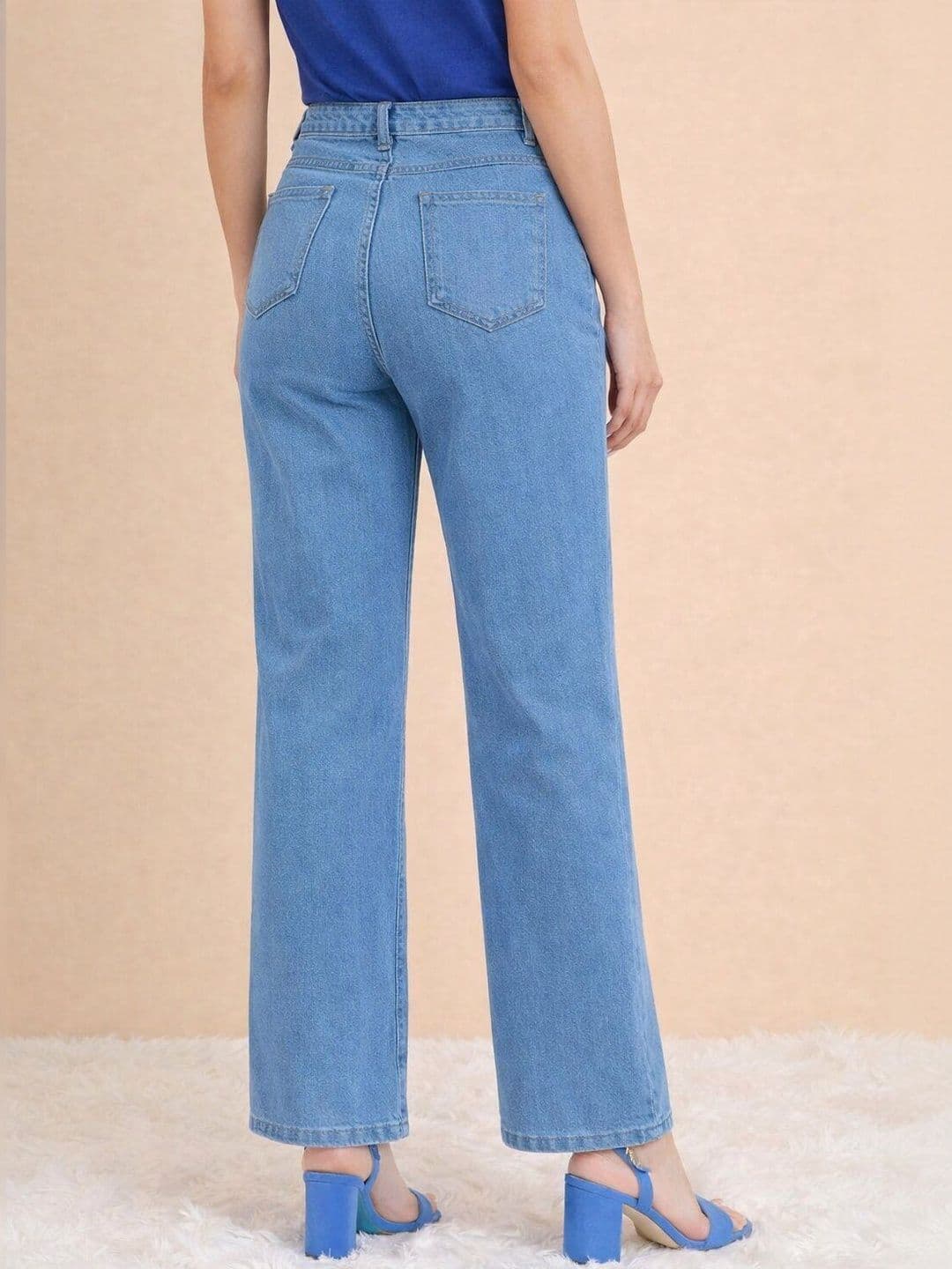 HERE&NOW Women Straight Fit High-Rise Stretchable Jeans thumbnail 3