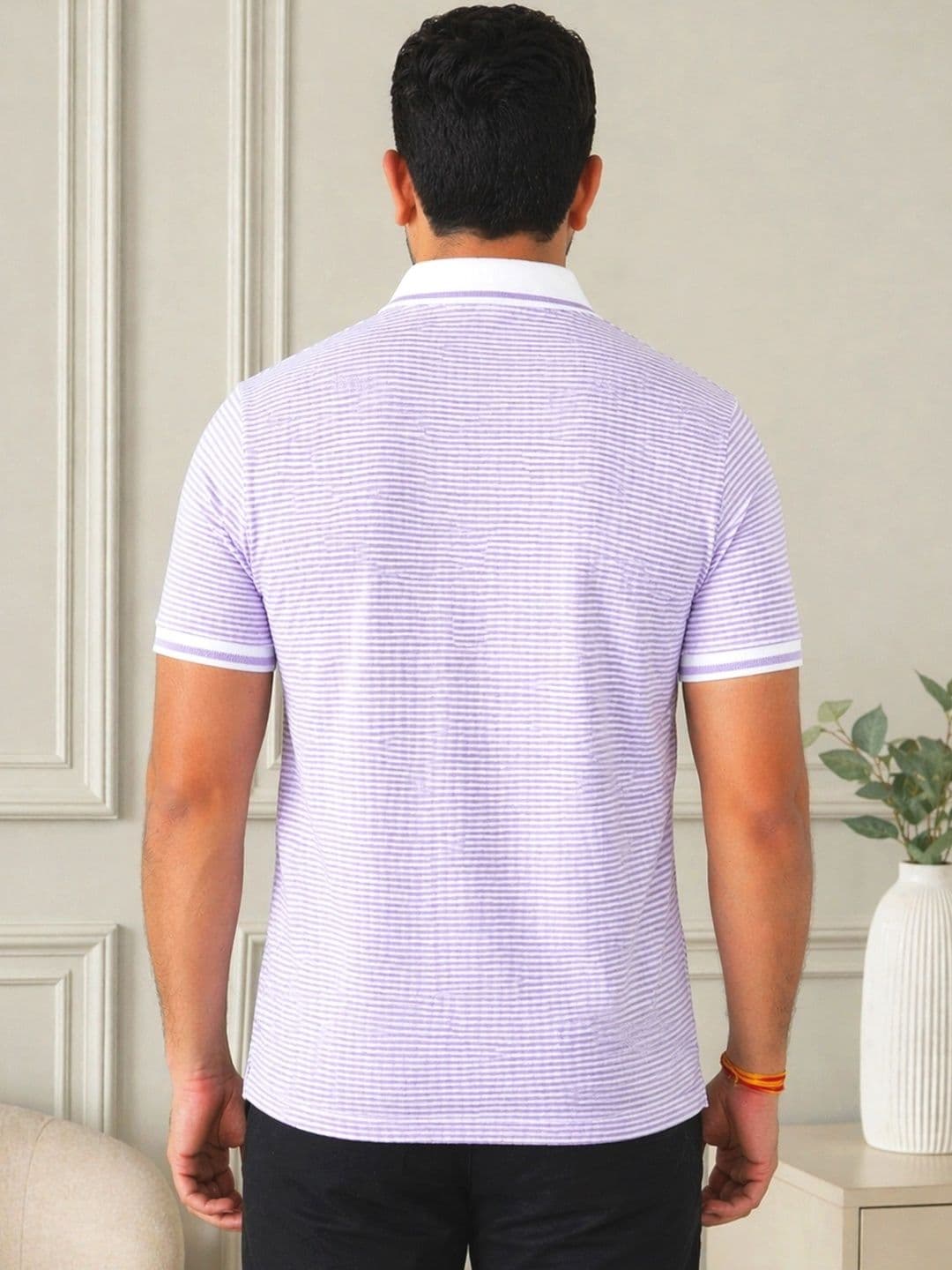 MaverIQ Men Striped Polo Collar T-shirt thumbnail 5