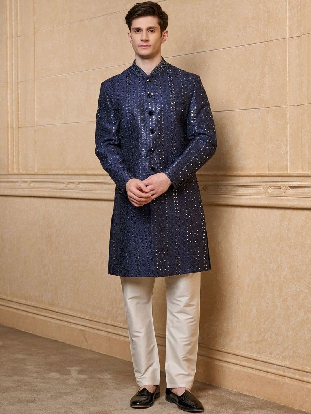 Tasva Embroidered Indo-Western Sherwani Set thumbnail 6